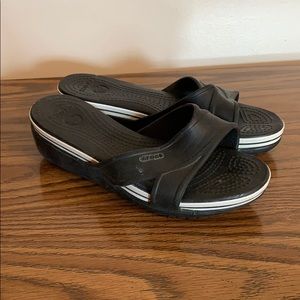 Crocs Black Wedge Slide Sandals